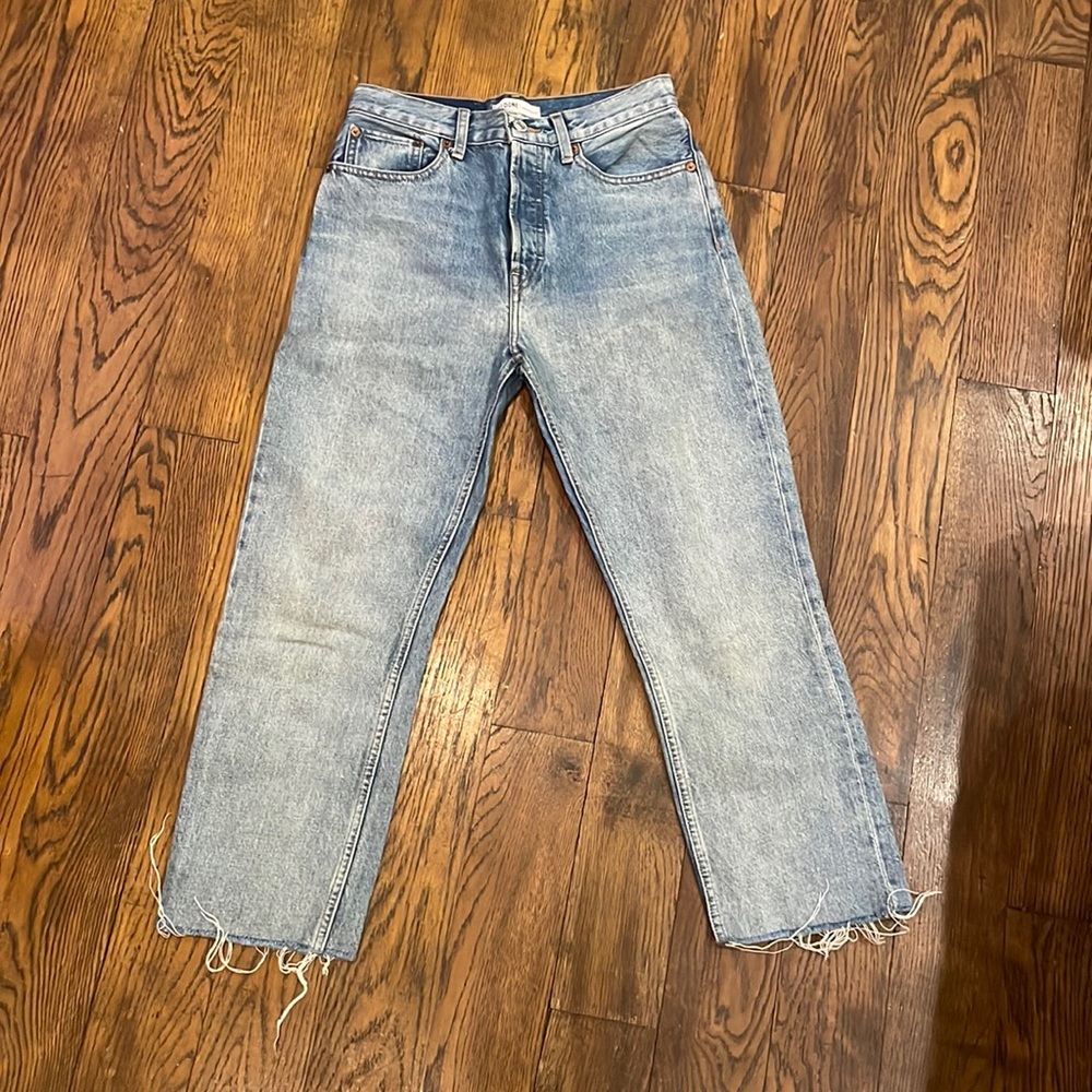 RE/DONE High Rise Stove Pipe Denim - Light Vain (color)